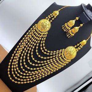 NWT Dubai African Gold Plated 11 Layered Long Necklace for Woman